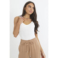 White - Front - Brave Soul Womens-Ladies Open Back Bodysuit