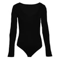 Black - Front - Brave Soul Womens-Ladies Long Sleeve Low Cut Bodysuit