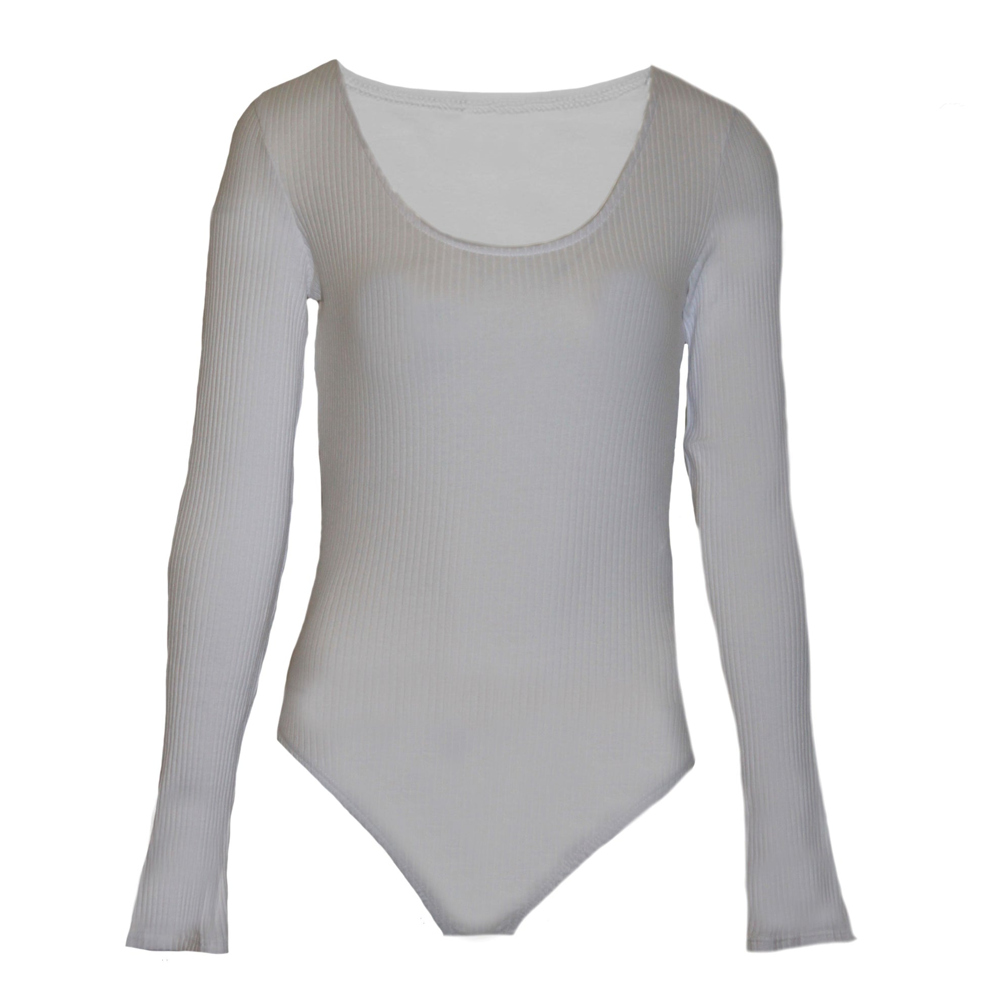 White - Front - Brave Soul Womens-Ladies Long Sleeve Low Cut Bodysuit