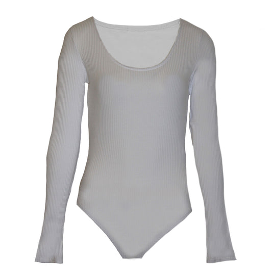 White - Front - Brave Soul Womens-Ladies Long Sleeve Low Cut Bodysuit