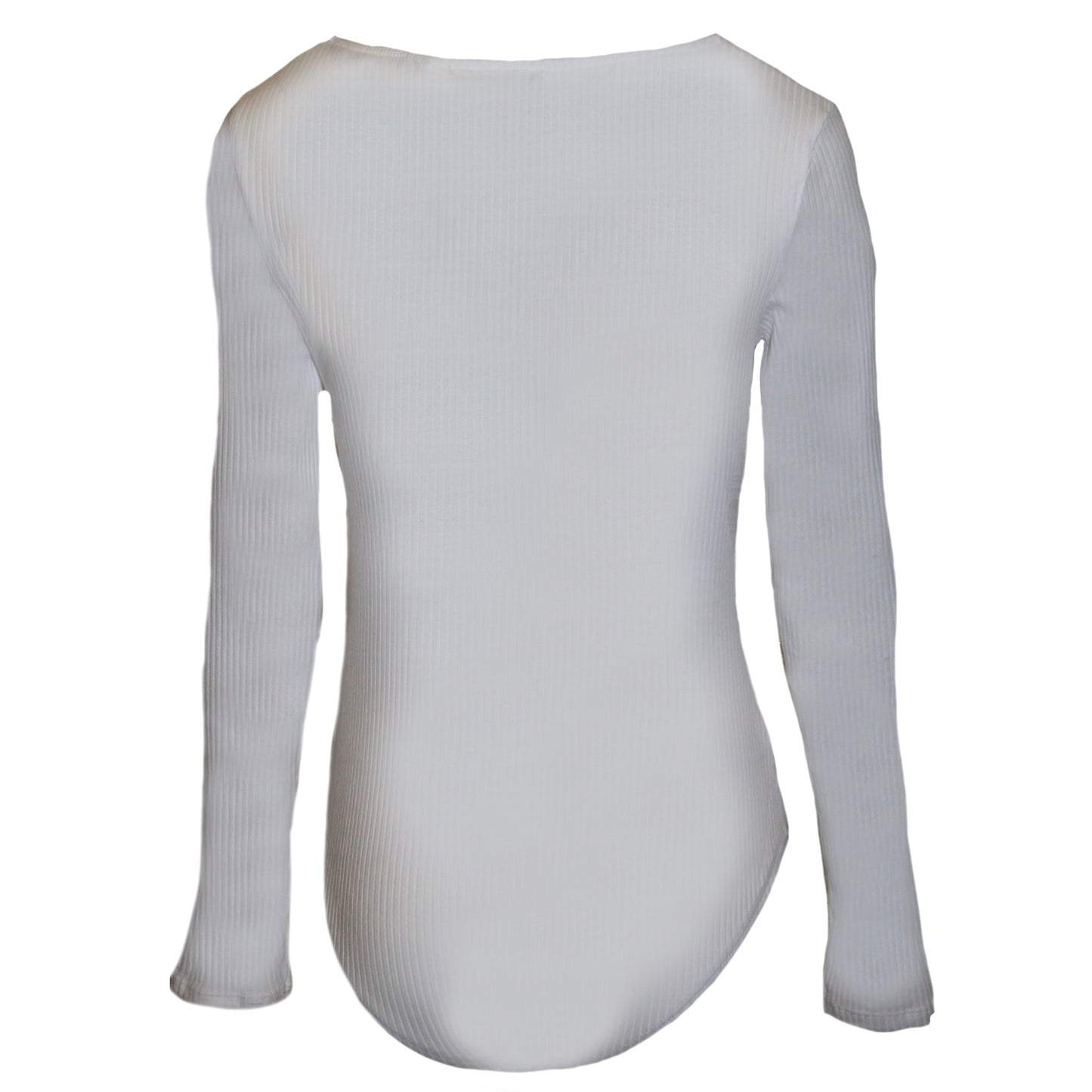White - Back - Brave Soul Womens-Ladies Long Sleeve Low Cut Bodysuit