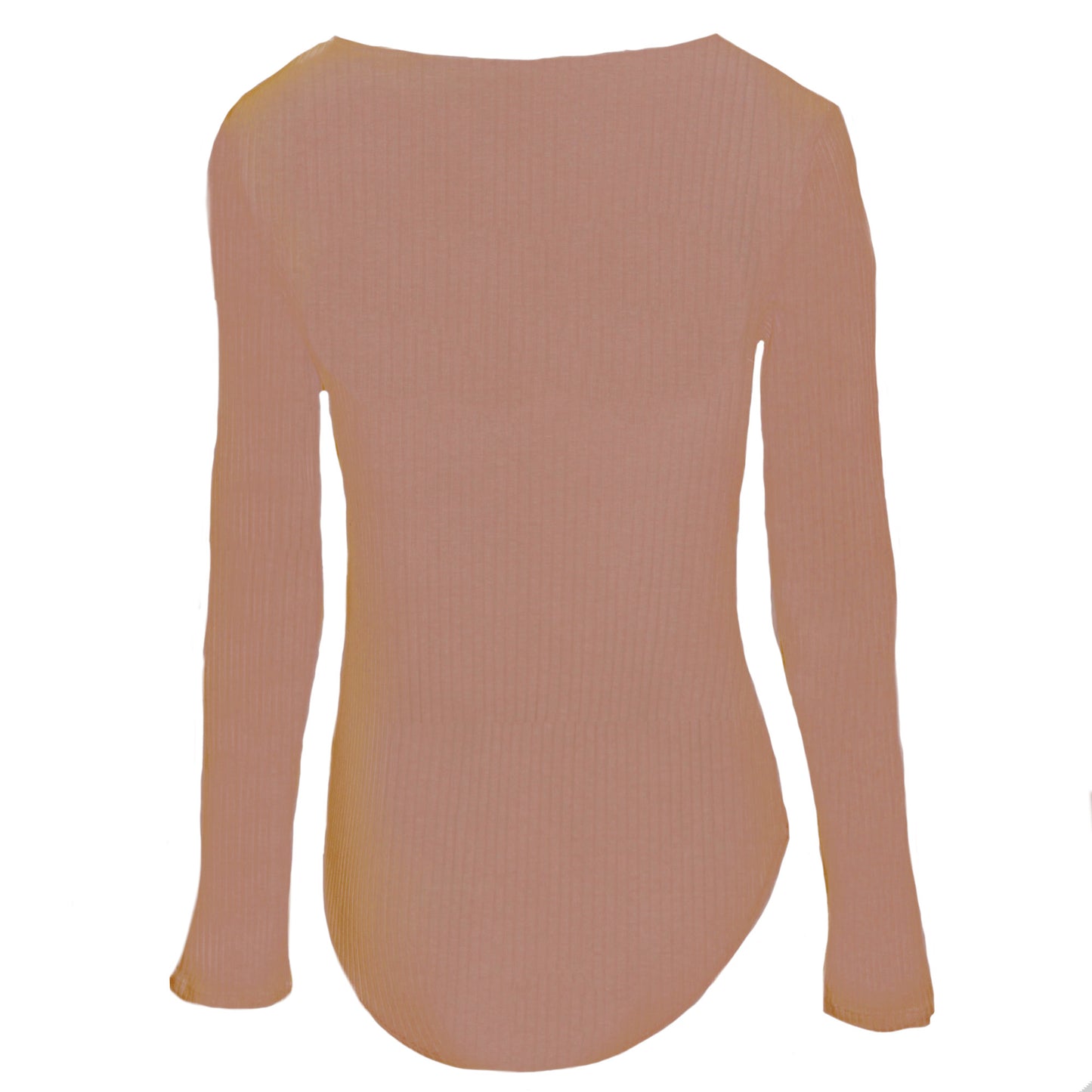 Taupe - Back - Brave Soul Womens-Ladies Long Sleeve Low Cut Bodysuit