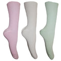 White-Lilac-Mint - Front - Healthy Centres Womens-Ladies Easy-slide 100% Cotton Socks (3 Pairs)