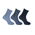 Shades Of Blue - Front - Healthy Centres Womens-Ladies Easy-slide 100% Cotton Socks (3 Pairs)