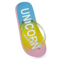 Pink-Yellow-Blue - Front - Sand Rocks Girls Unicorn Flip Flips