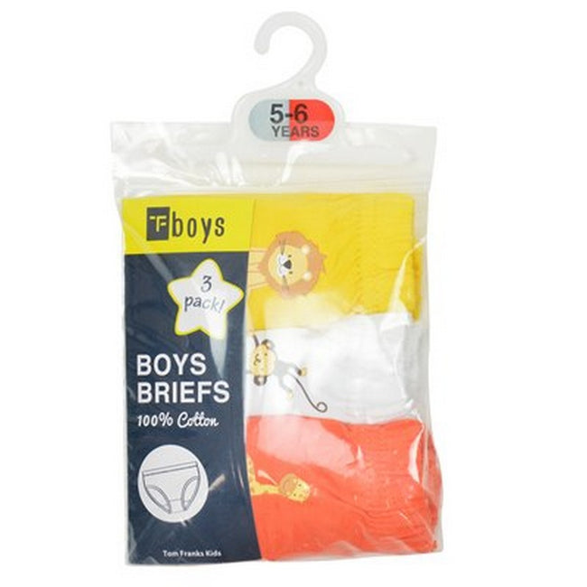 Orange-White-Yellow - Pack Shot - Tom Franks Boys T-Boys Animal Monster Briefs (Pack Of 3)