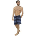 Grey-Navy - Front - Foxbury Mens Checked Lounge Shorts (Pack Of 2)