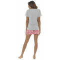 Grey-Pink - Back - Follow That Dream Womens-Ladies Strawberry Pyjama Set