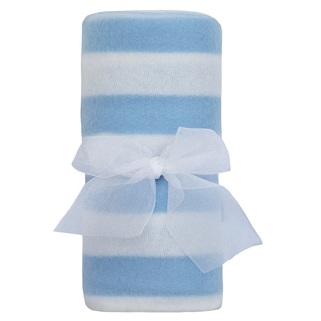 Blue Stripe - Front - QT Baby Boys Rolled Polar Blanket