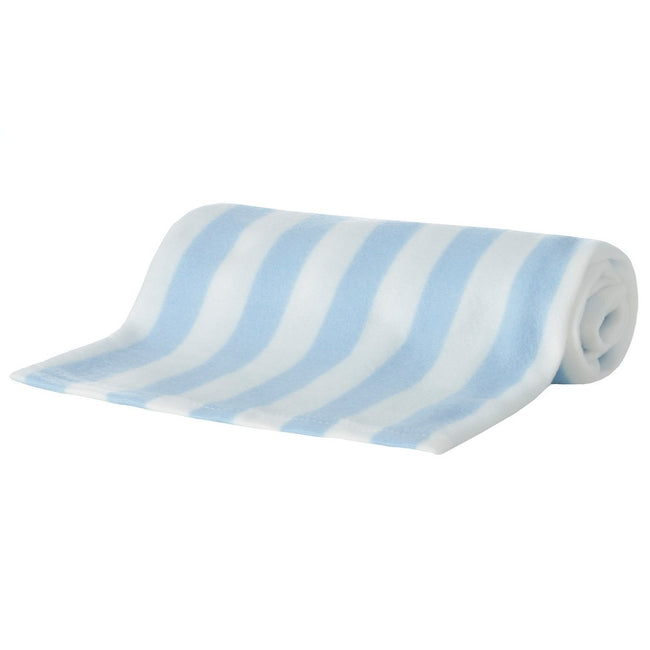 Blue Stripe - Back - QT Baby Boys Rolled Polar Blanket