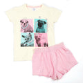 Cream-Pink - Front - Minikidz Girls Wish Upon A Star Puppies Pyjama Set