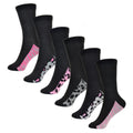Black - Front - RJM Womens-Ladies Animal Print Socks (Pack Of 6)