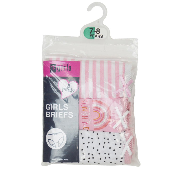 Pink-White - Back - Tom Franks Kids Girls Rainbow Print Briefs (Pack Of 3)