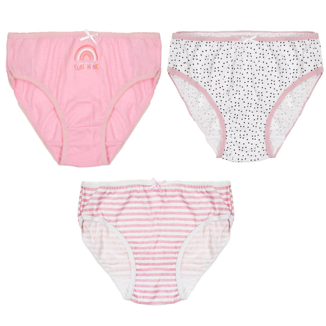 Pink-White - Front - Tom Franks Kids Girls Rainbow Print Briefs (Pack Of 3)