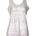 White- Pink - Back - Forever Dreaming Womens-Ladies Wild Side Short Pyjama Set