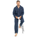Blue - Back - Walter Grange Mens Traditional Printed Pyjama Set