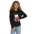 Black - Front - Brave Soul Womens-Ladies Piggy Christmas Jumper