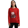 Red - Front - Brave Soul Womens-Ladies Piggy Christmas Jumper