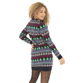 Navy-Multi - Back - Brave Soul Womens-Ladies Fairisle Christmas Dress