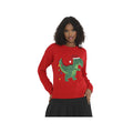 Red - Front - Brave Soul Womens Christmas Dinosaur Jumper
