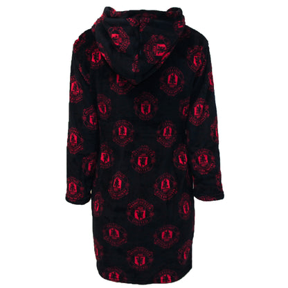 Black-Red - Back - Manchester United FC Childrens-Kids Dressing Gown