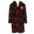 Black-Red - Front - Manchester United FC Childrens-Kids Dressing Gown