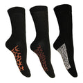 Black - Front - Simply Essentials Womens-Ladies Leopard Print Extra Wide Diabetic Socks (Pack Of 3)