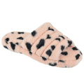 Pale Pink - Front - Slumberzzz Womens-Ladies Plush Leopard Print Slipper