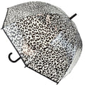 Clear-Black - Front - Drizzles Leopard Print Dome Stick Umbrella