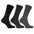 Shades of Grey - Front - Simply Essentials Mens Extra Wide Striped Socks (Pack Of 3)
