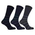 Shades of Blue - Front - Simply Essentials Mens Extra Wide Striped Socks (Pack Of 3)