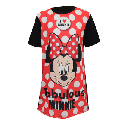 Black-Red - Front - Disney Minnie Mouse Childrens Girls Fabulous Nightdress
