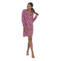 Pink - Front - Follow That Dream Womens-Ladies Leopard Print Long Sleeved Nightie