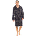 Charcoal Check - Front - Foxbury Mens Coral Fleece Check Hooded Robe