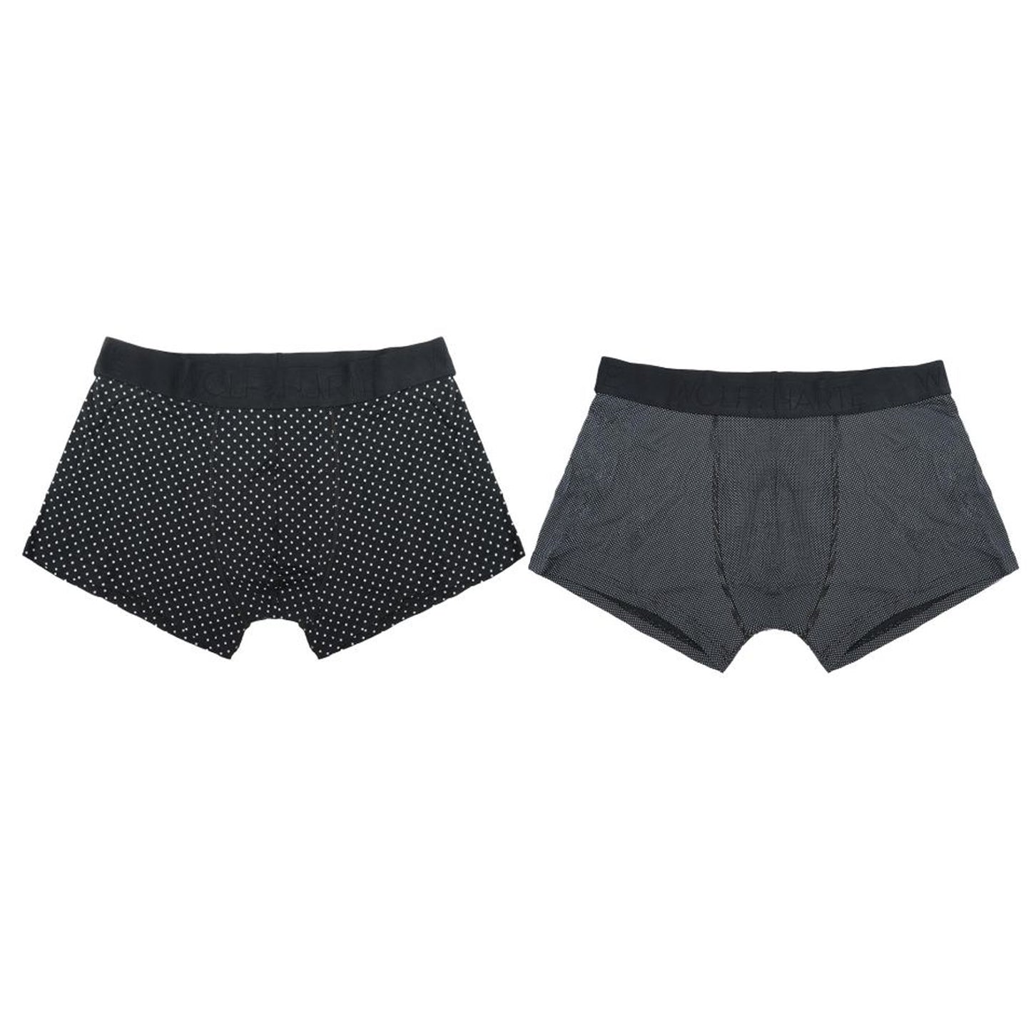Black - Back - Wolf & Harte Mens Bamboo Rich Spotted Boxer Shorts (Pack Of 2)