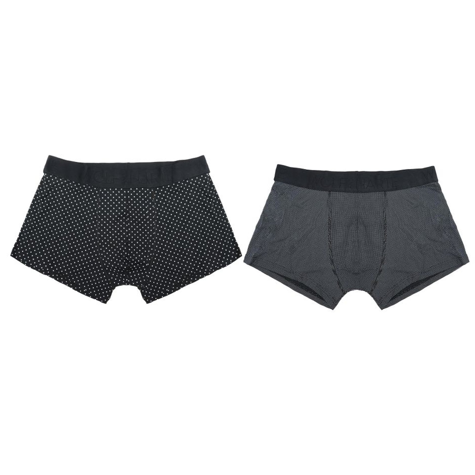 Black - Back - Wolf & Harte Mens Bamboo Rich Spotted Boxer Shorts (Pack Of 2)