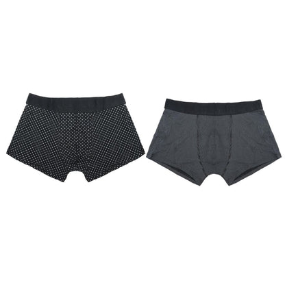 Black - Back - Wolf & Harte Mens Bamboo Rich Spotted Boxer Shorts (Pack Of 2)