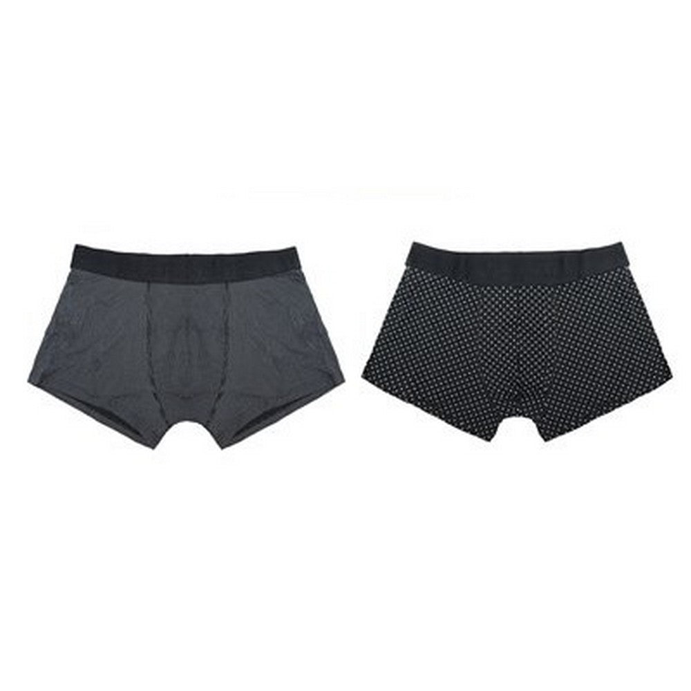 Black - Front - Wolf & Harte Mens Bamboo Rich Spotted Boxer Shorts (Pack Of 2)