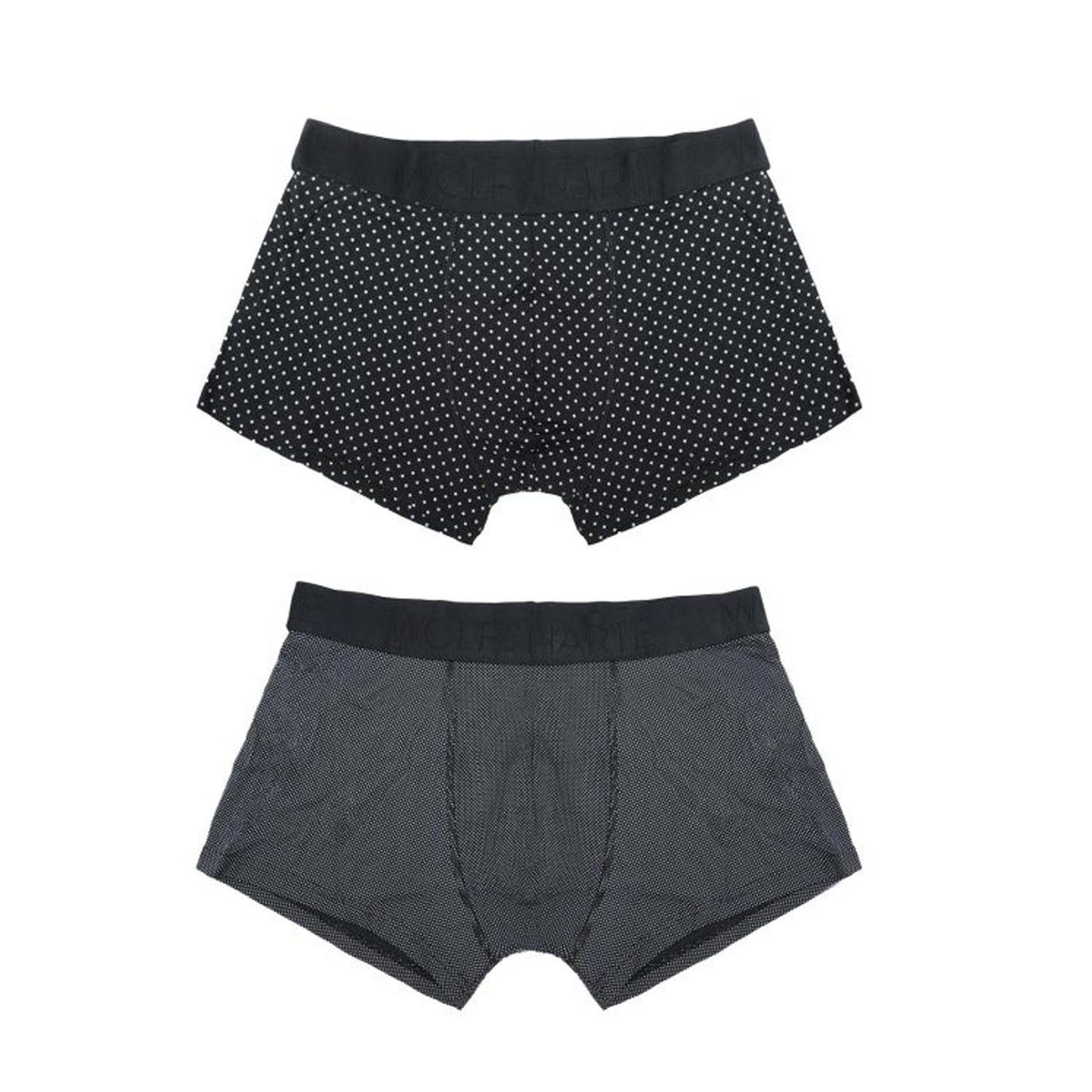 Black - Front - Wolf & Harte Mens Bamboo Rich Spotted Boxer Shorts (Pack Of 2)