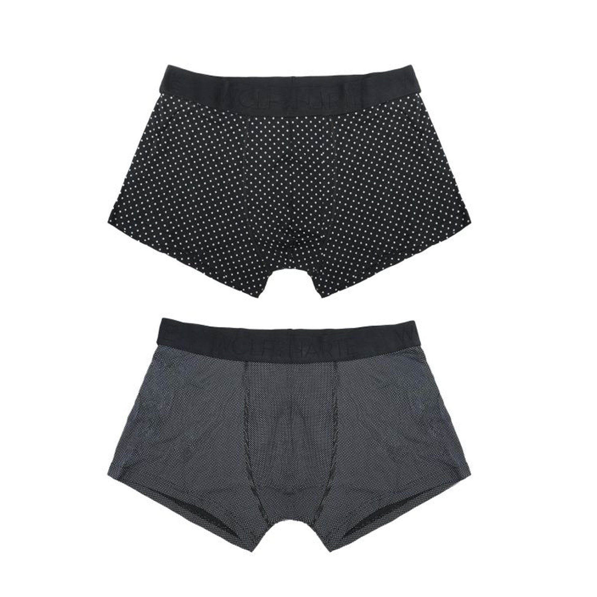 Black - Front - Wolf & Harte Mens Bamboo Rich Spotted Boxer Shorts (Pack Of 2)