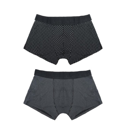 Black - Front - Wolf & Harte Mens Bamboo Rich Spotted Boxer Shorts (Pack Of 2)