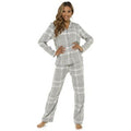 Grey Check - Front - Foxbury Womens-Ladies Check Pyjama Set