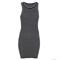 Black - Front - Brave Soul Womens-Ladies Sleeveless Striped Mini Dress