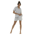 Grey - Front - Foxbury Womens-Ladies Checked Short Pyjama Set