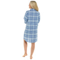 Blue Check - Back - Foxbury Womens-Ladies Woven Check Boyfriend Nightshirt