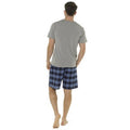 Grey Check - Back - Foxbury Mens Jersey Checked Short Lounge Set