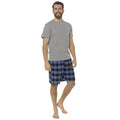 Grey Check - Front - Foxbury Mens Jersey Checked Short Lounge Set