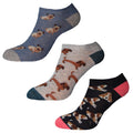 Blue-Grey-Navy - Front - Simply Essentials Womens-Ladies Dogs Trainer Socks (Pack Of 3)