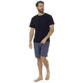 Navy Stripe - Front - Foxbury Mens Jersey Striped Short Lounge Set