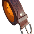 Brown - Front - Forest Mens Adult Floral Leather Belt